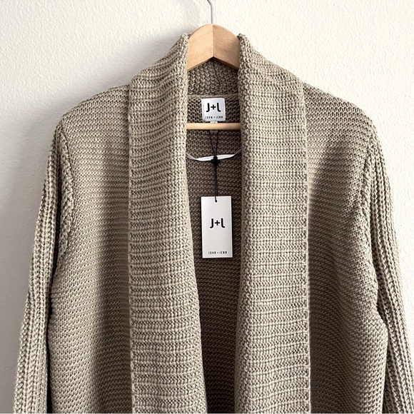 NWT John & Jenn Midi Knit Open Front Cardigan in Taupe / Mink color, size L - Picture 5 of 8